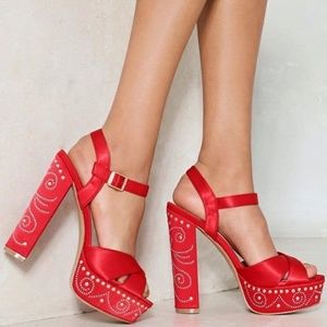 All That Glistens Studded Heel: Red (8.5, 9)